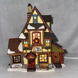 Santa's Workbench Lighted Porcelain House - Calico Cat Toy Shop Christmas 1999